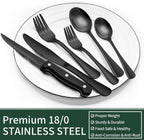 Conjunto de talheres pretos 24 peças aço inoxidável para 4 pessoas, moderno