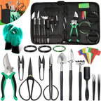 Kit de cuidados bonsai 24 peças com tesouras de aço carbono e bolsa de couro PU