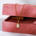 Colar pingente opala natural 18K em forma de gota, ouro minimalista elegante
