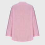 Camisa feminina fluida manga longa gola redonda corte relaxado