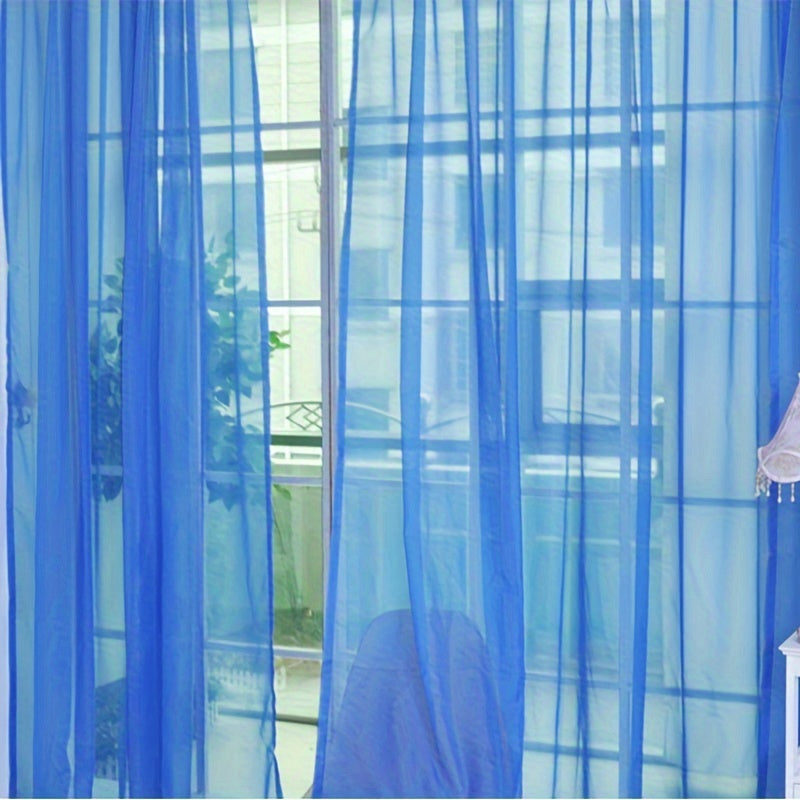 Cortinas de voile floral semitransparentes 200x100cm com ilhós, 2 painéis decorativos