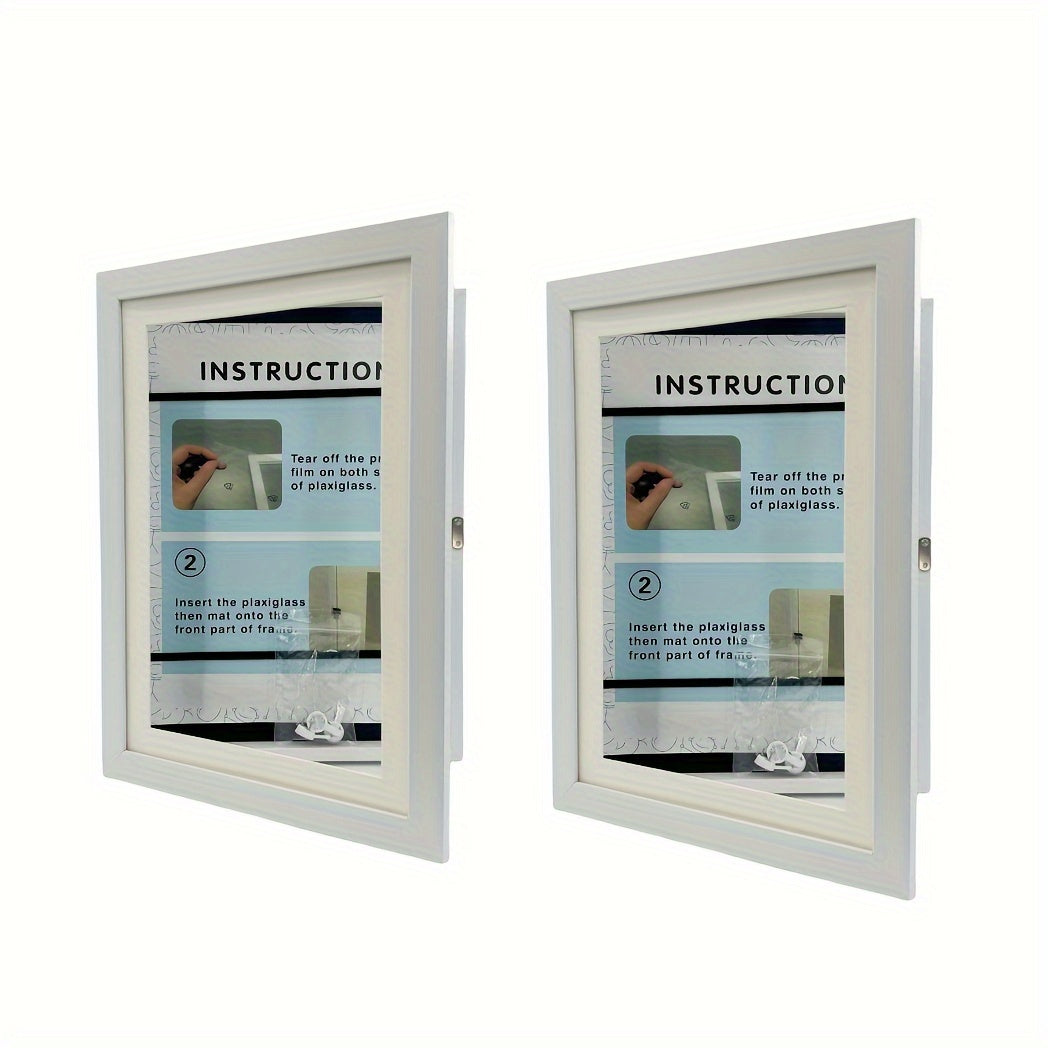 Molduras de arte magnéticas intercambiáveis com passe-partout, pack de 2, preto e madeira