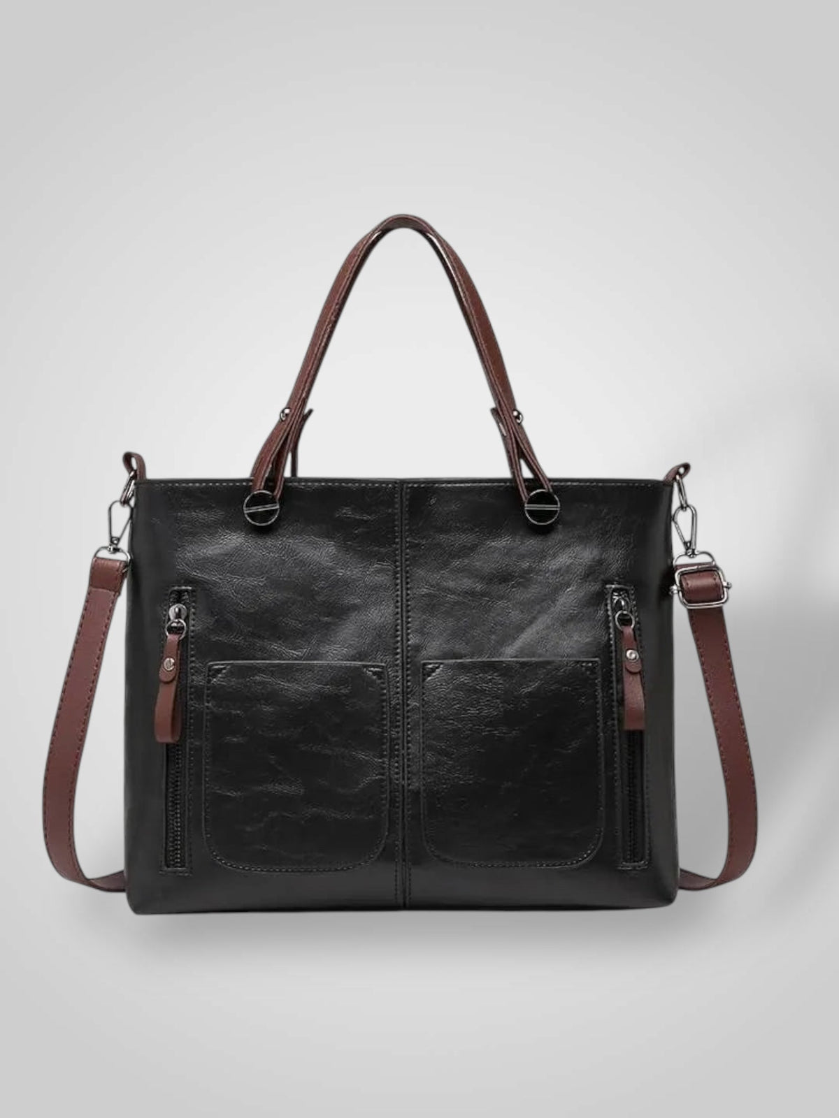Bolsa tiracolo em couro genuíno com fecho magnético e alça ajustável