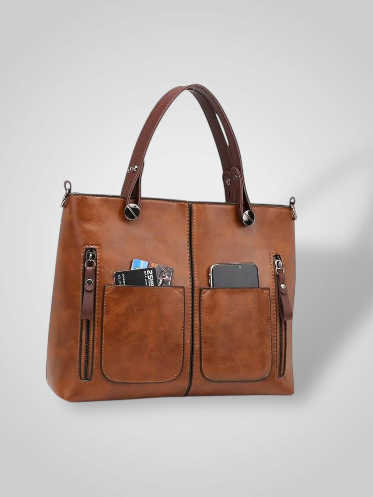 Bolsa tiracolo em couro genuíno com fecho magnético e alça ajustável