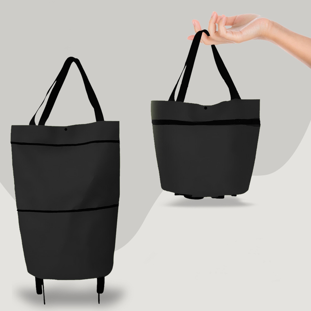 Bolsa de compras 2 em 1 dobrável com rodas retráteis, capacidade 30 kg