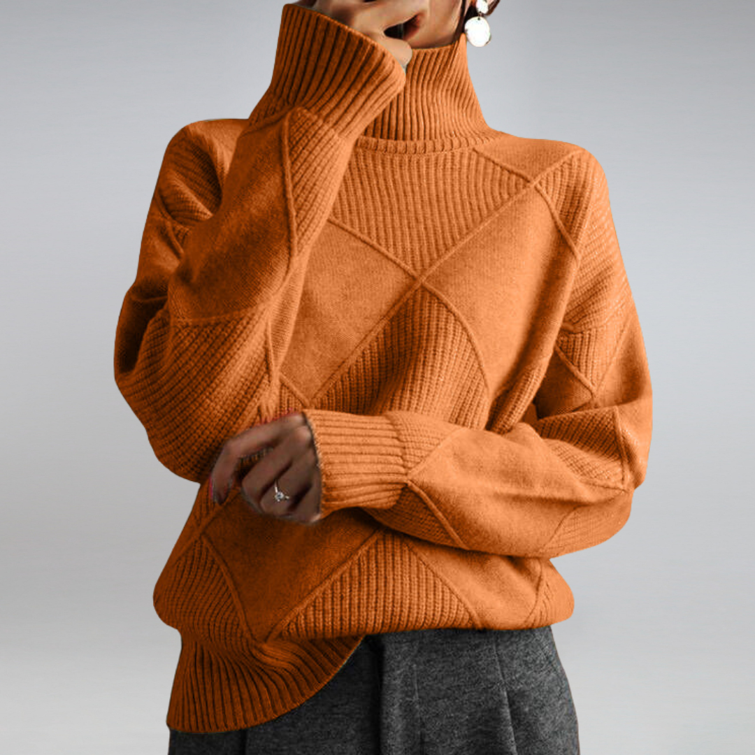 Pullover gola alta caxemira mulher macio e quente