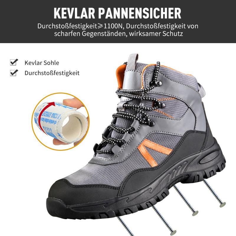 Sapatos de segurança com biqueira de aço e malha respirável antifuros ISO 20345