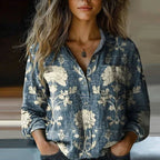 Blusa feminina estampada manga longa corte amplo
