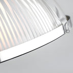 Candeeiro pendente retro com abajur de vidro riscado, 1 luz 40W, acabamento cromo e bronze