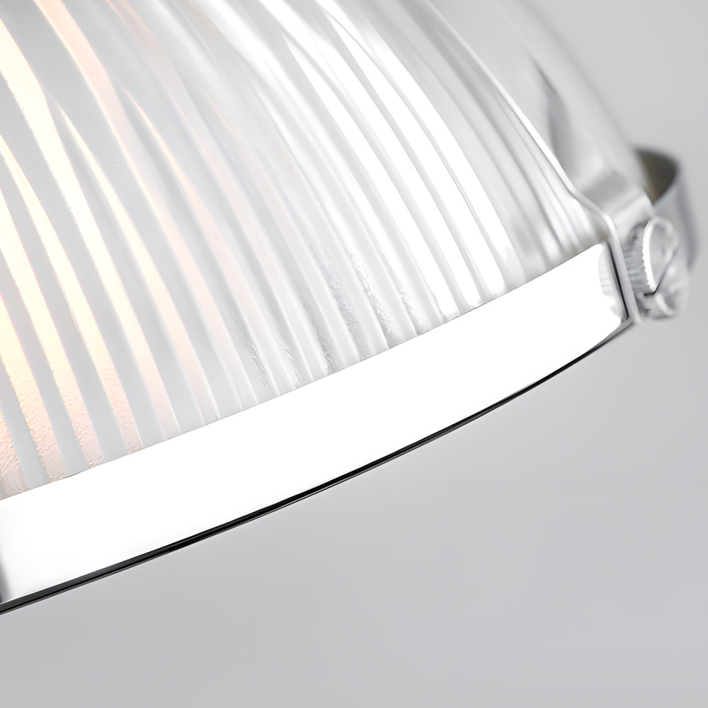 Candeeiro pendente retro com abajur de vidro riscado, 1 luz 40W, acabamento cromo e bronze