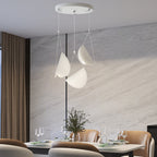 Candeeiro suspenso minimalista branco fosco em metal, design meia-lua, 1/3/6 luzes LED moderno