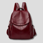 Mochila de couro antifurto feminina com textura em relevo e alças reguláveis