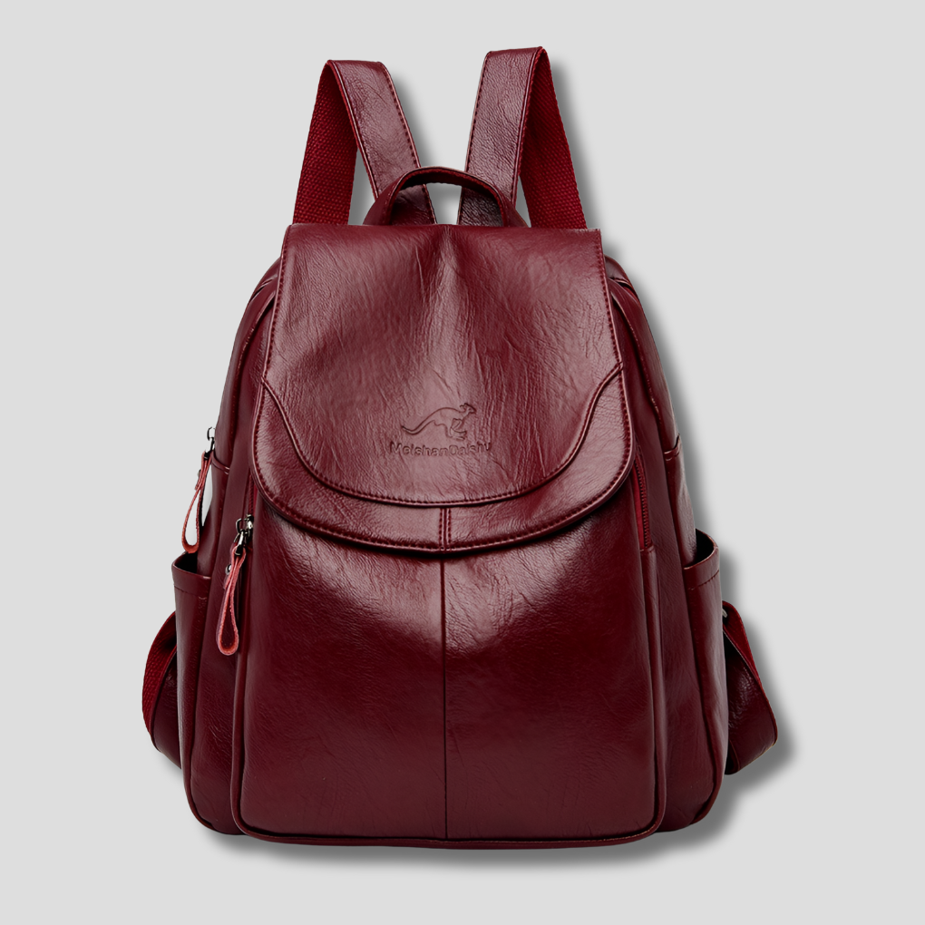 Mochila de couro antifurto feminina com textura em relevo e alças reguláveis