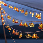 Luzes de camping LED guirlanda decorativa com motivos de tenda e caravana, branco quente