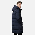 Parka acolchoada longa homem com capuz e fecho zip