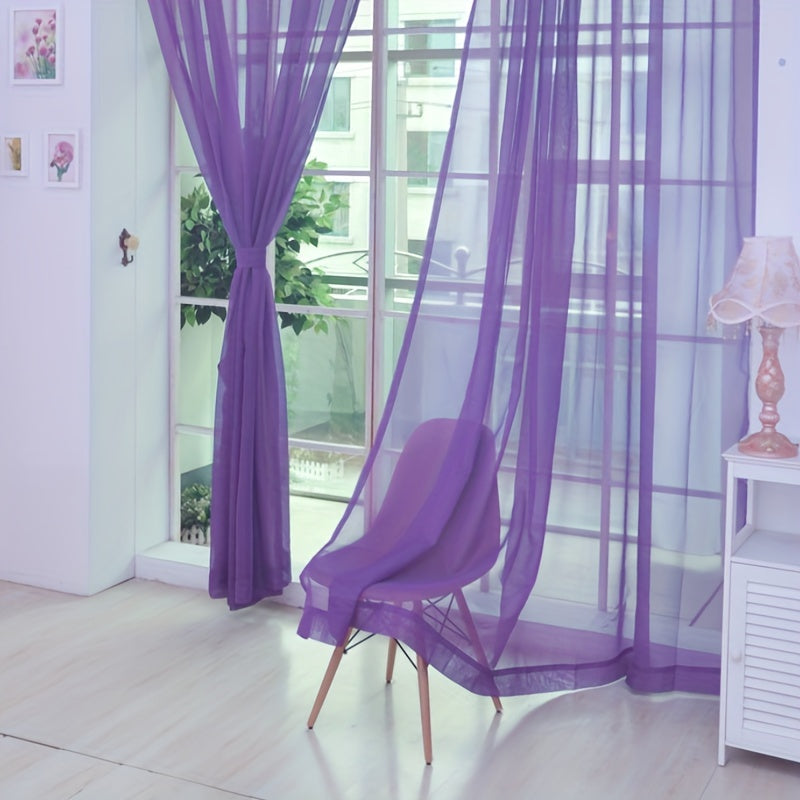 Cortinas de voile floral semitransparentes 200x100cm com ilhós, 2 painéis decorativos