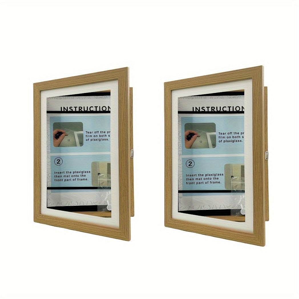 Molduras de arte magnéticas intercambiáveis com passe-partout, pack de 2, preto e madeira
