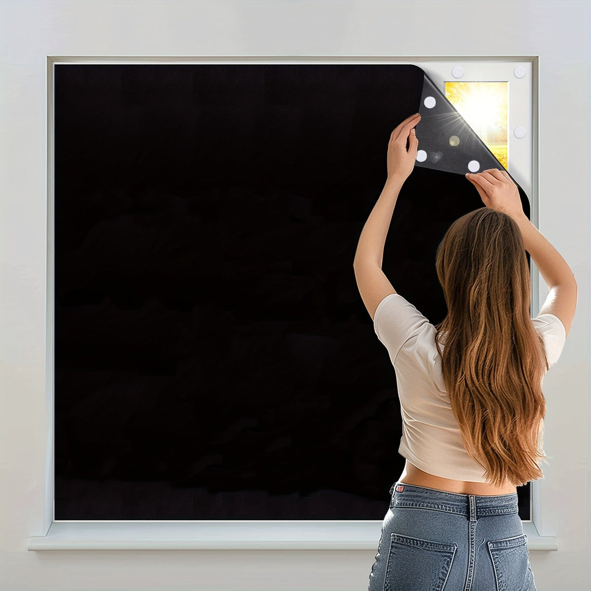 Cortinas blackout portáteis para quarto e sala com isolamento térmico, instalação interior