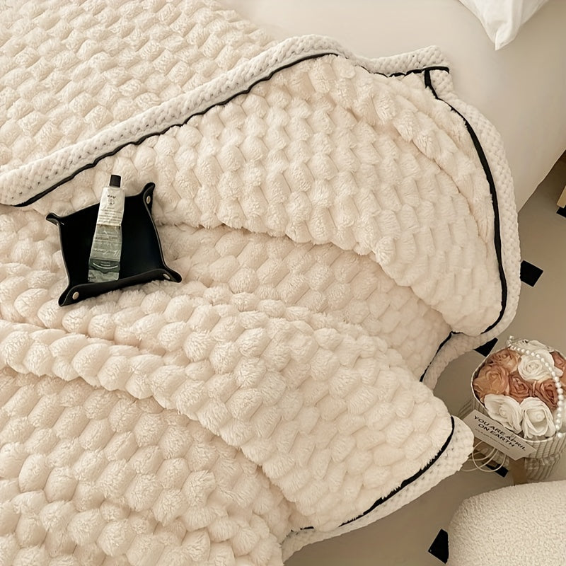 Manta de microfibra suave e leve para sofá, cama e viagem, padrão riscas