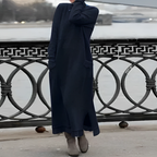 Vestido de inverno feminino malha midi com fenda lateral e bolsos