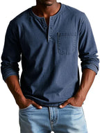 Camisa henley manga longa homem corte relaxado casual