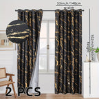 Cortinas blackout padrão mármore com folha de ouro para quarto e sala de estar