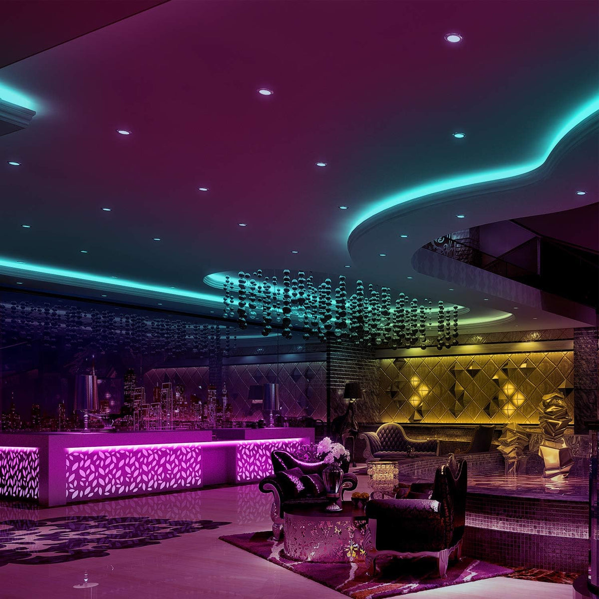 Fita LED 10m RGB com controlo remoto 44 teclas, 16 cores, iluminação interior