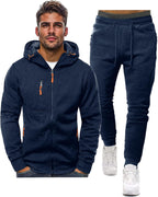 Fato de treino masculino slim-fit respirável com pullover e calça combinados