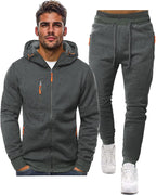 Fato de treino masculino slim-fit respirável com pullover e calça combinados
