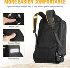 Mochila de rodas 30L com 4 rodas giratórias e compartimento para laptop resistente à água