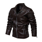 Biker jacket homem couro sintético com ombros estruturados e forro fleece