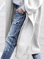 Casaco longo feminino oversized de inverno com fecho de botão único