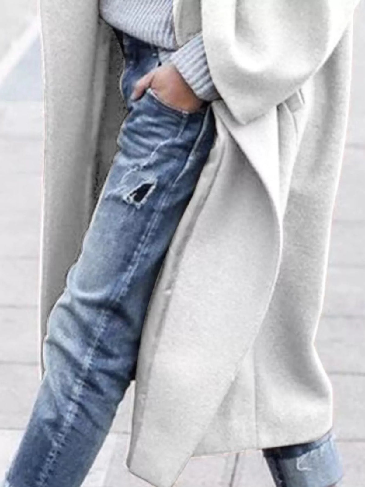 Casaco longo feminino oversized de inverno com fecho de botão único
