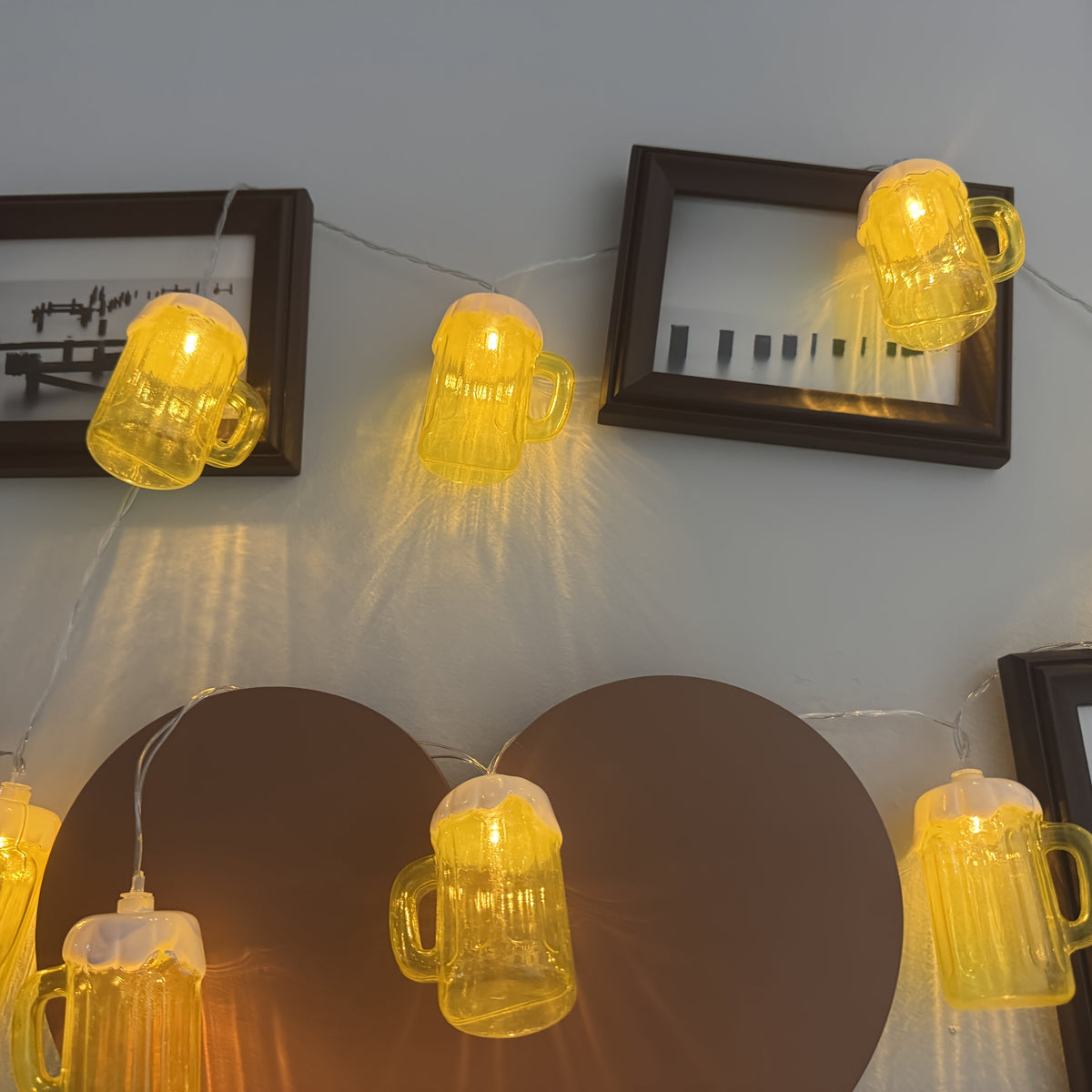 Guirlanda LED canecas de cerveja decoração Oktoberfest 2025, set de 2, luz quente