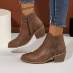 Botas femininas respiráveis com suporte e fecho zipper lateral