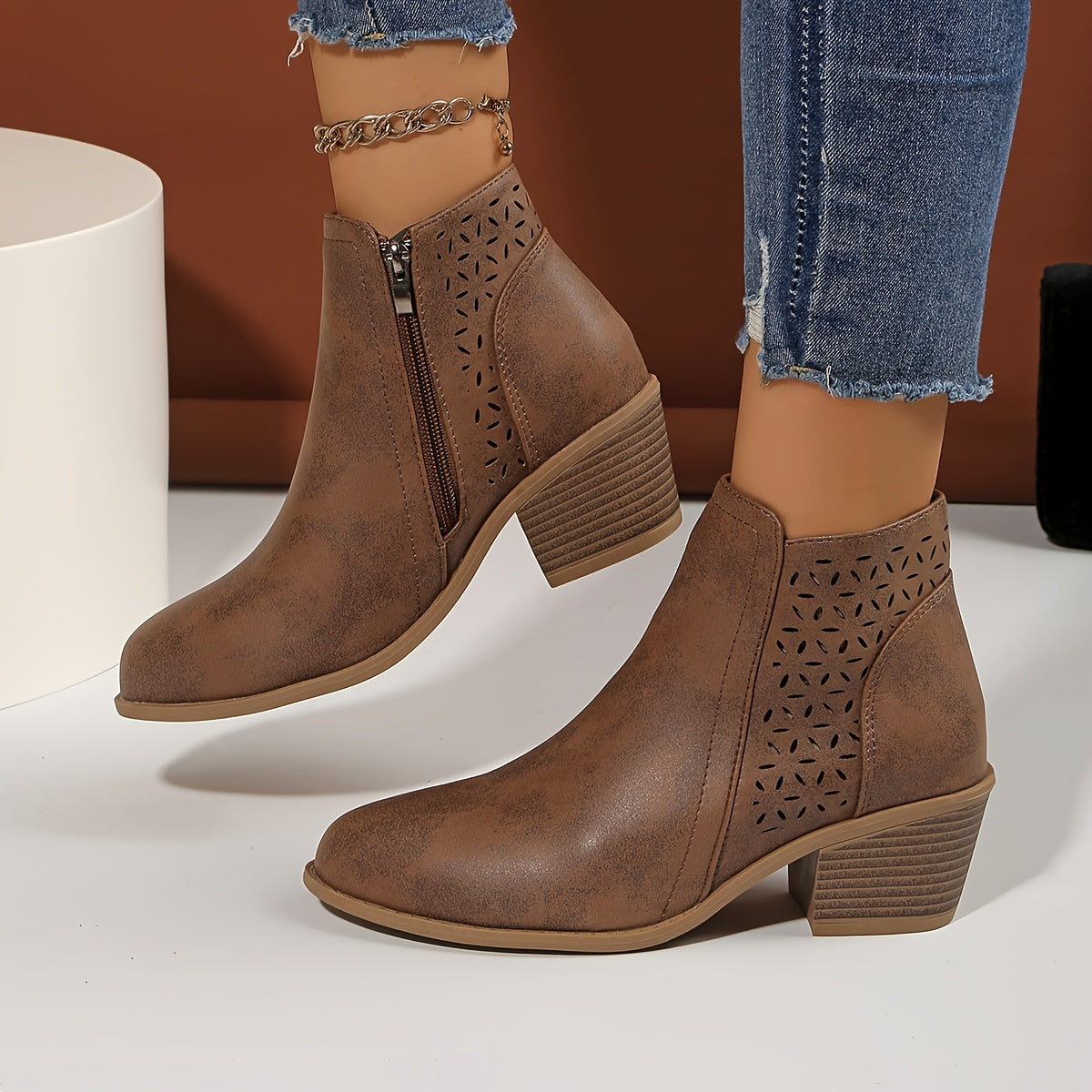 Botas femininas respiráveis com suporte e fecho zipper lateral