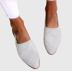Sapatilhas femininas trançadas slingback bico fino com alça ajustável