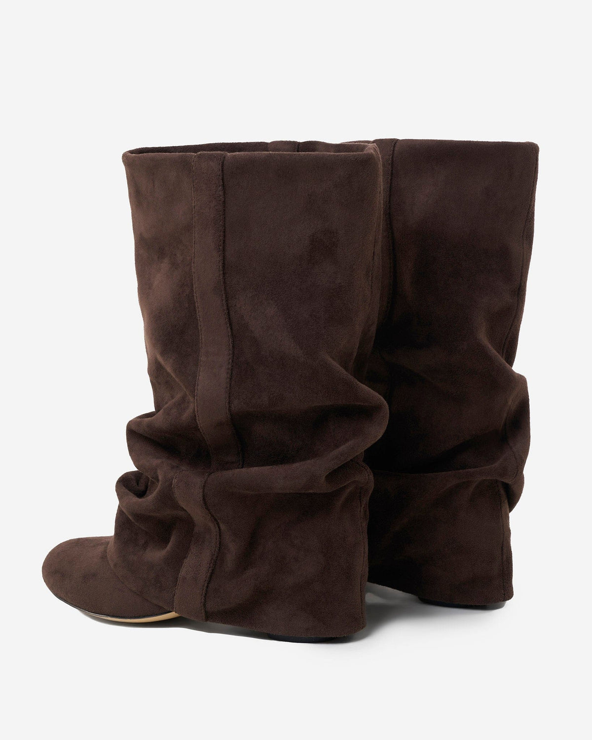 Botas cano alto femininas slouchy com salto oculto e bico redondo