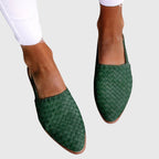 Sapatilhas femininas trançadas slingback bico fino com alça ajustável
