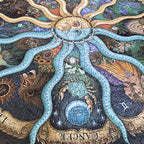 Puzzle redondo 1000 peças signos do zodíaco, design detalhado mate 67 cm