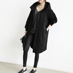 Casaco trench feminino longo com capuz ajustável em vários tons