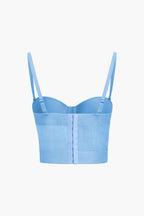 Top de renda feminino bustier com taças acolchoadas e alças ajustáveis