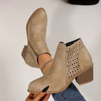 Botas femininas respiráveis com suporte e fecho zipper lateral