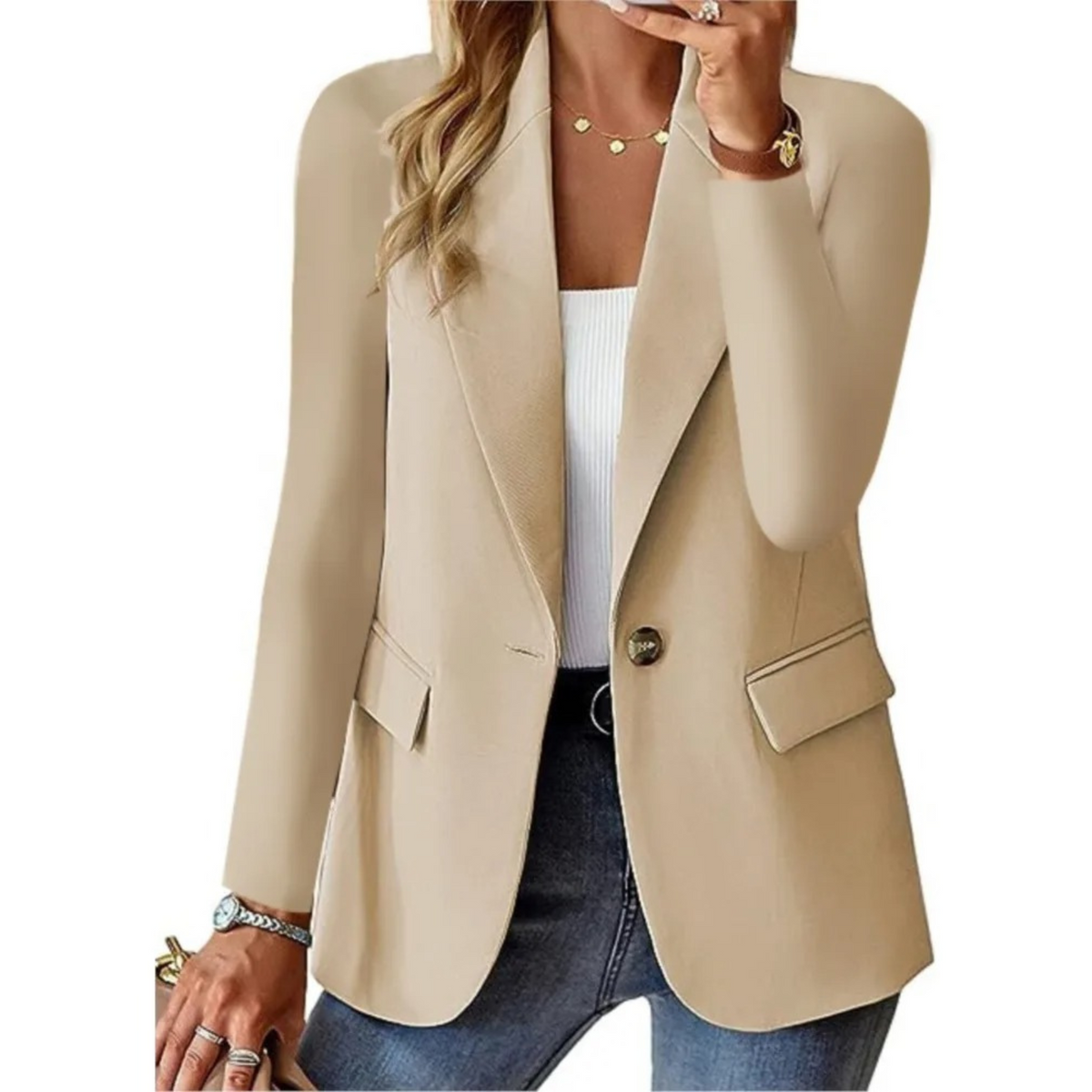 Blazer feminino manga longa casual em várias cores