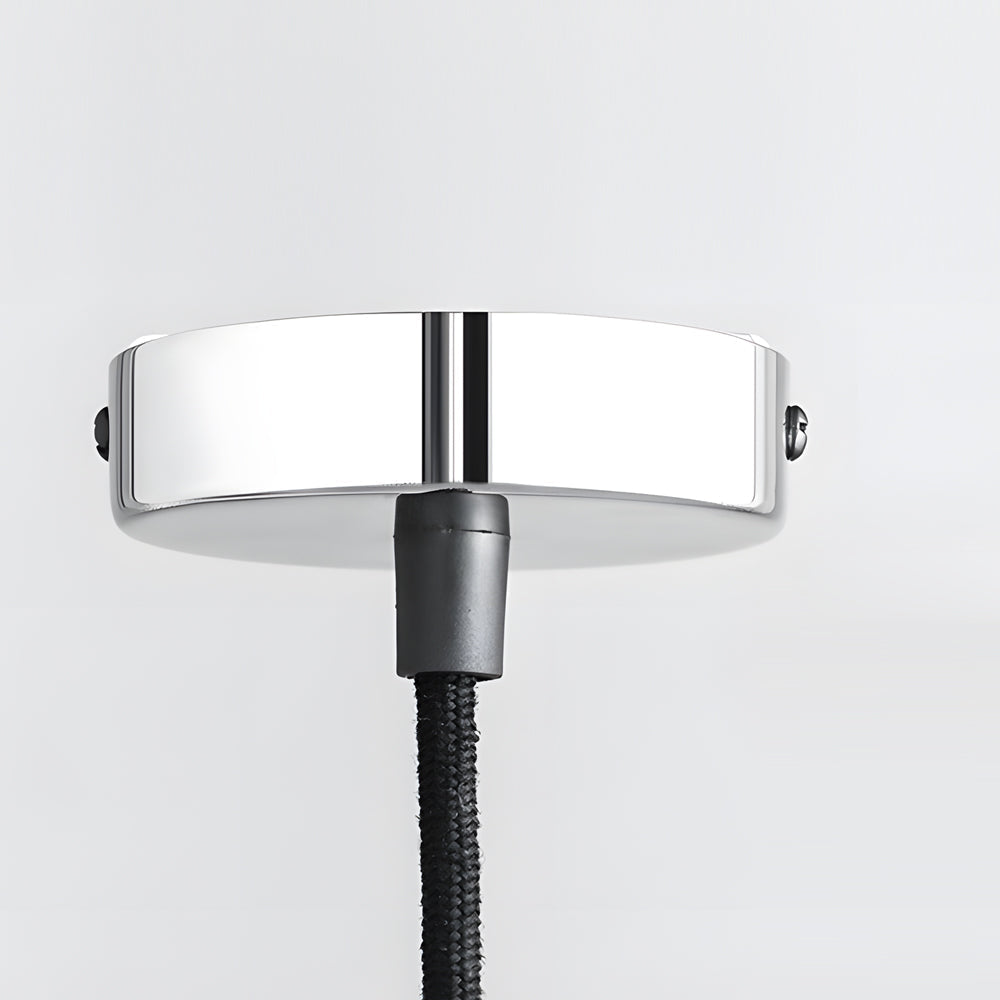Candeeiro pendente retro com abajur de vidro riscado, 1 luz 40W, acabamento cromo e bronze