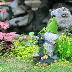 Gnomos Solares de Jardim em resina impermeável com luz LED branco quente e sensor de crepúsculo