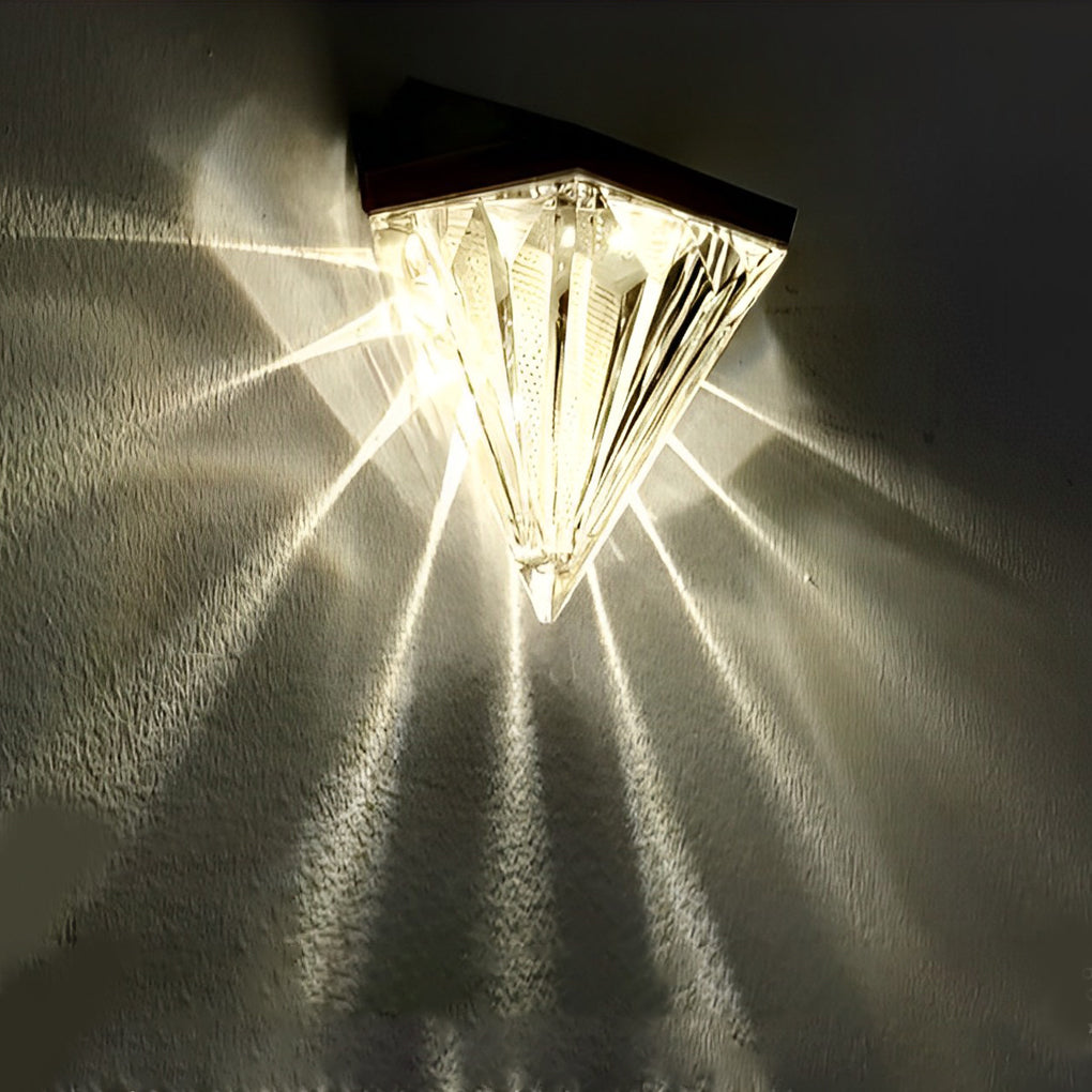 Candeeiro solar de parede LED preto geométrico à prova de água para exterior, conjunto de 2