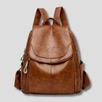 Mochila de couro antifurto feminina com textura em relevo e alças reguláveis