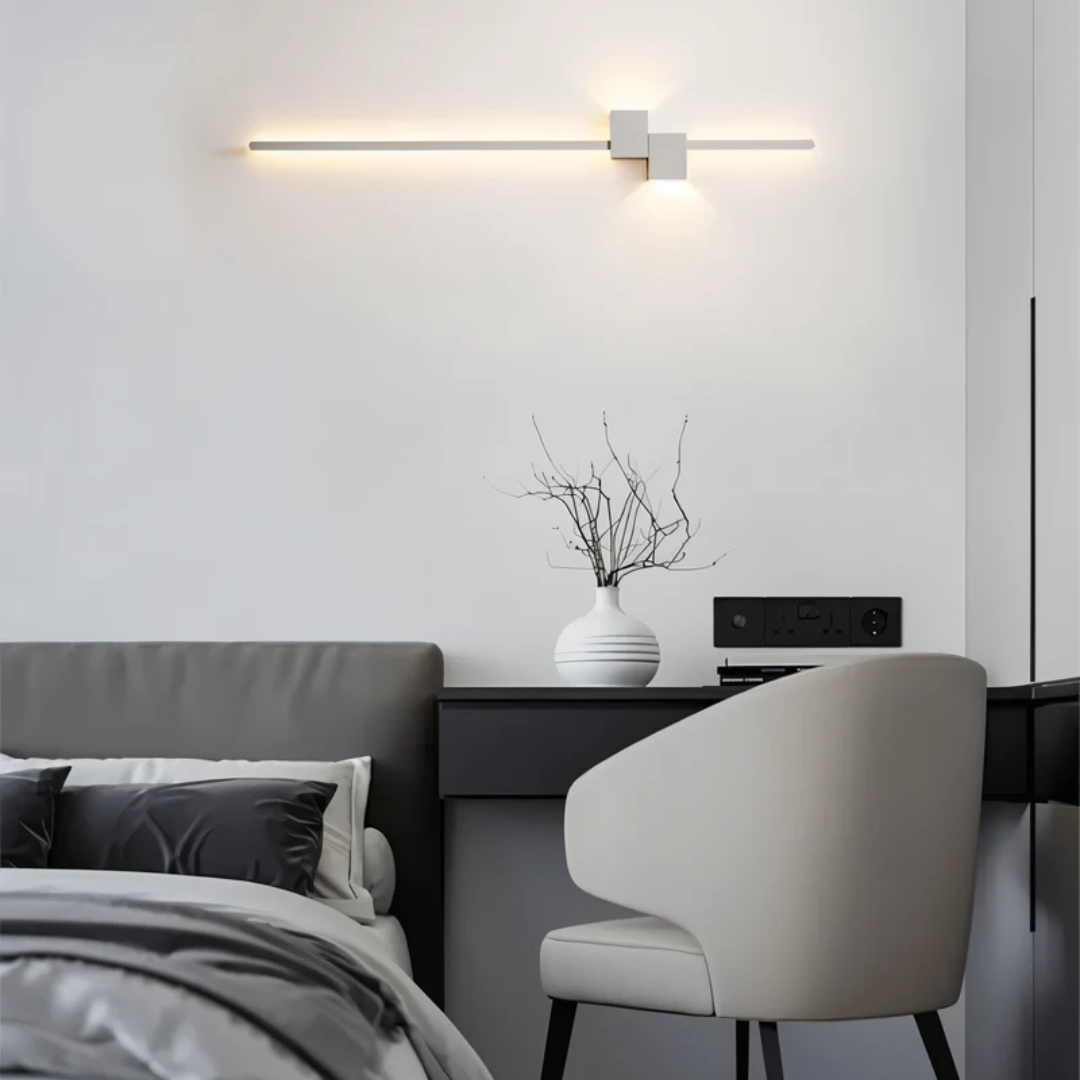 Candeeiro de parede LED minimalista em alumínio, design moderno para interior