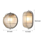 Candeeiro de parede exterior retro industrial oval e redondo em alumínio fundido com abajur de vidro E27